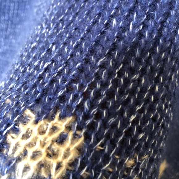 Mohair Knit Sweater XL Blue Beige Diamond Pattern Pullover Cozy Warm - Picture 6 of 14